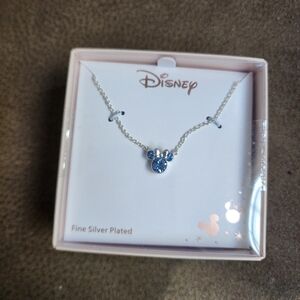 Disney Silver Plated Minnie Mouse Blue Gemstone Plated Necklace